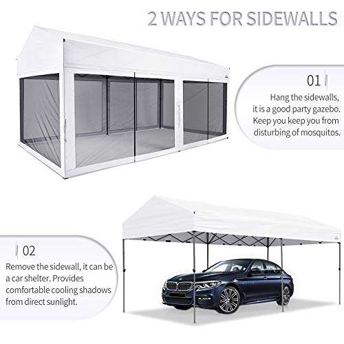 10x20 ft Pop Up Rectangular Canopy with Removable Sidewalls and Carry Bag B839031