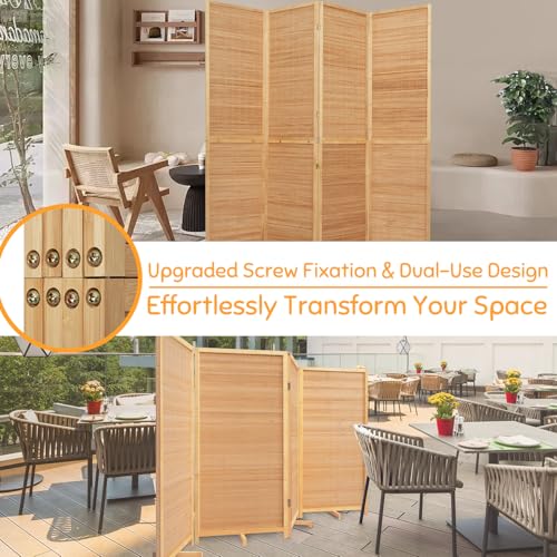 Bamboo Room Divider Folding Privacy Screen, 4 Panel, Beige T32841