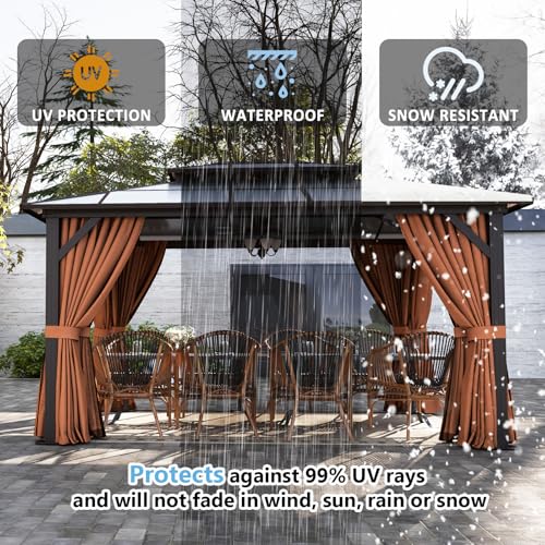 12'x14' Hardtop Gazebo with Curtains and Netting for Patio, Garden, Lawns E949