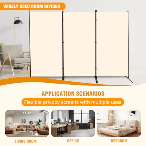 Room Divider Screen 3 Panel Folding Partition with Metal Frame, Grey M4968