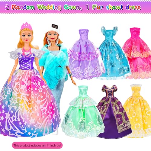 105 Pcs Doll Wardrobe Playset with Doll, Clothes, Shoes and Hangers N690