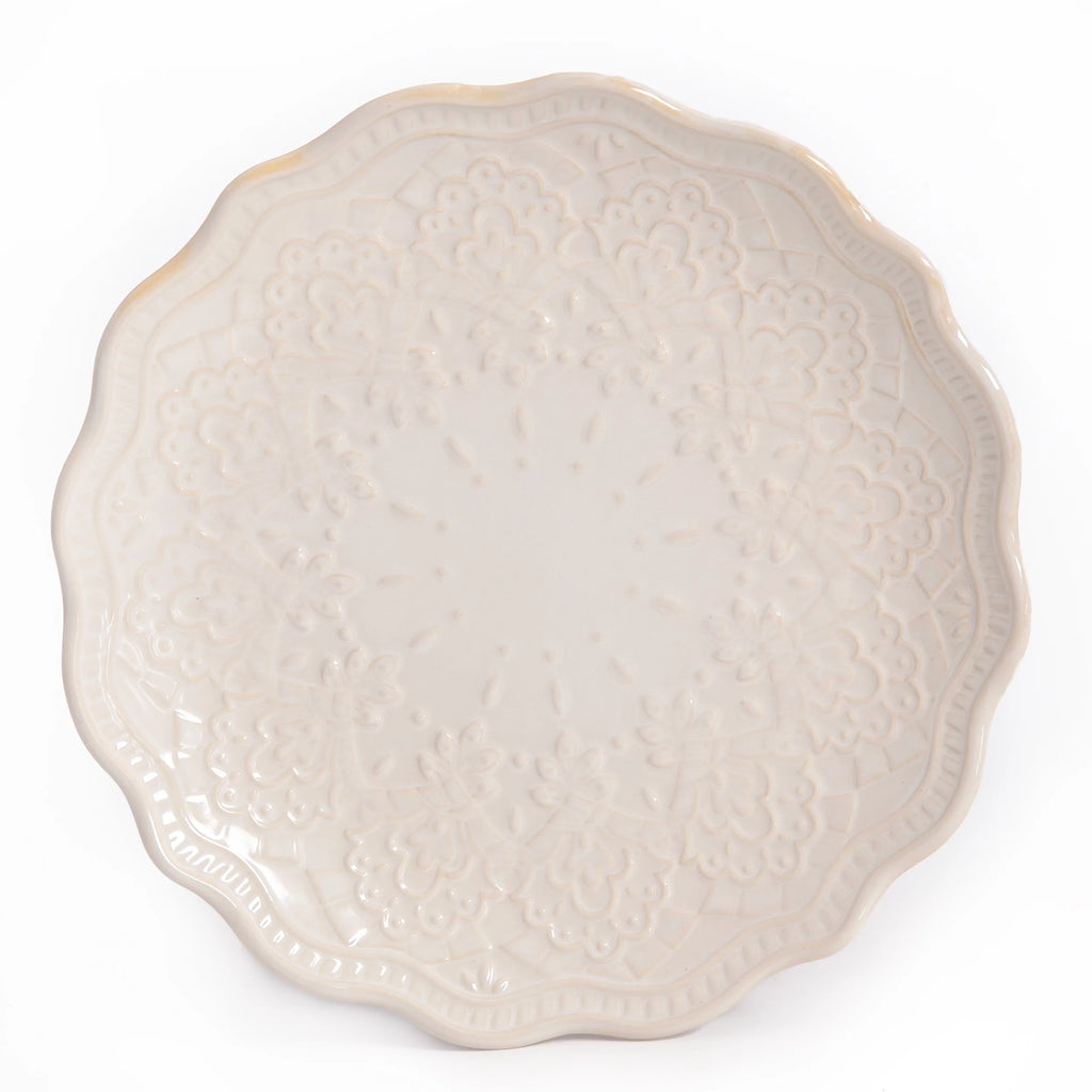 Farmhouse Lace 12-Piece Dinnerware Set, Linen X354
