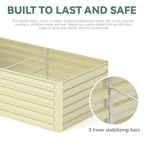 Galvanized Raised Garden Bed 8x4x2ft, Large Metal Planter Box for Vegetables, Flowers, Herbs J9369