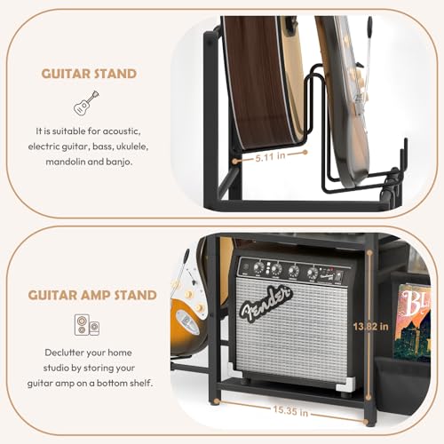 Record Player Stand with Guitar and Vinyl Storage Z518258
