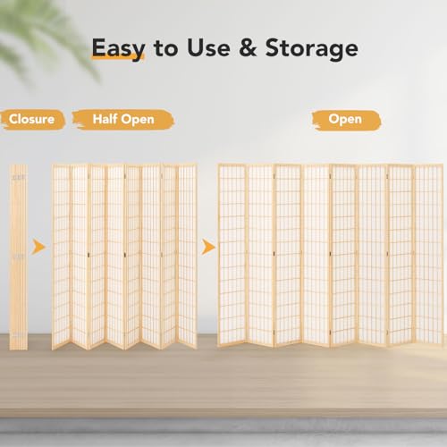 6 Panel Folding Shoji Screen Room Divider, 5.9 Ft, Natural J6469