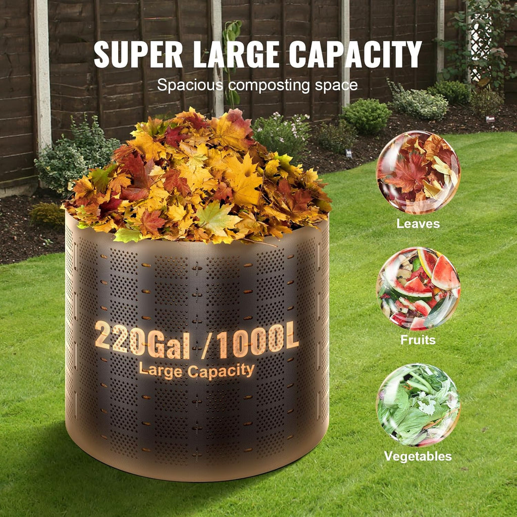 Compost Bin 220 Gallon, Outdoor Expandable Composter E513