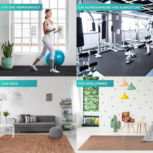Puzzle Exercise Mat for Home Gym, EVA Interlocking Foam Floor Tiles with Border I79139