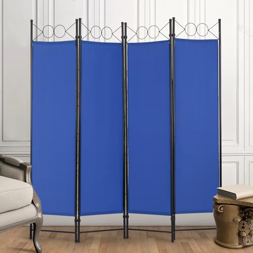 4 Panel Room Divider 6FT Steel Frame Folding Privacy Screen S6430