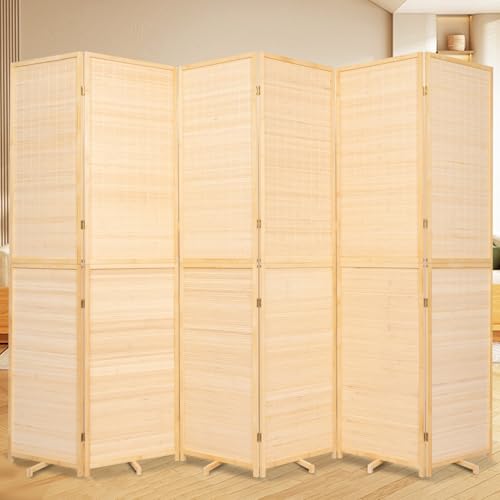 Bamboo Room Divider Folding Privacy Screen, 4 Panel, Beige T32841