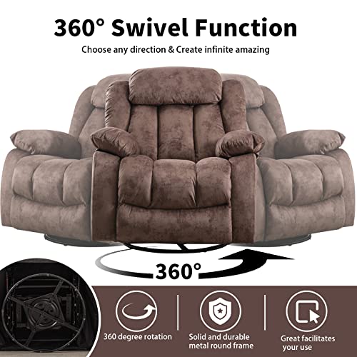 Massage Swivel Rocker Recliner Chair with Heat and Vibration, 360 Degree Swivel Manual Recliners, Grey Y4896