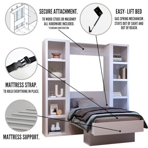 Queen Murphy Wall Bed with Two Bookshelves Y365306