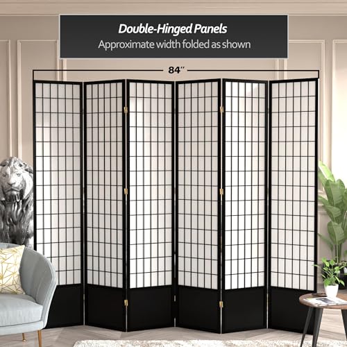 7 ft. Tall Window Pane Shoji Screen Room Divider, 3 Panels T5246