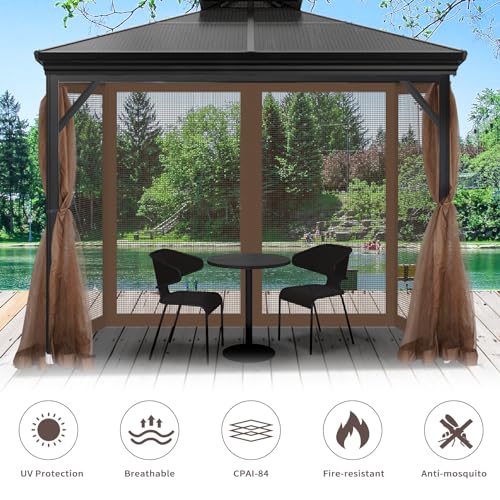 10x10 ft Gazebo Replacement Mosquito Netting with Zippers, 4-Panel Sidewall Y911936