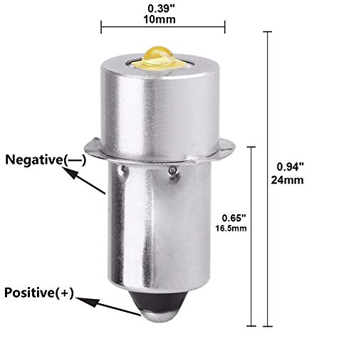 LED Flashlight Bulb DC4-24V, 3W Replacement for 3-16 C&D Cells (1 Pack) E702