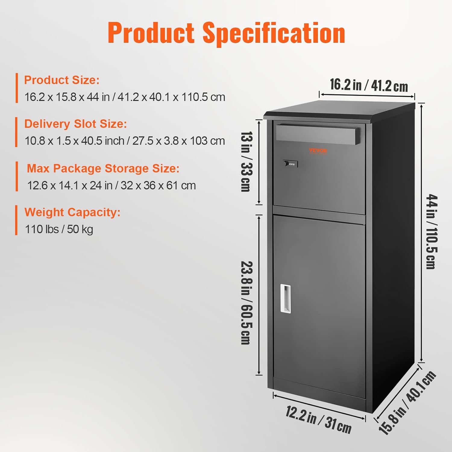 Package Delivery Box for Outside, Galvanized Steel with Coded Lock L38466
