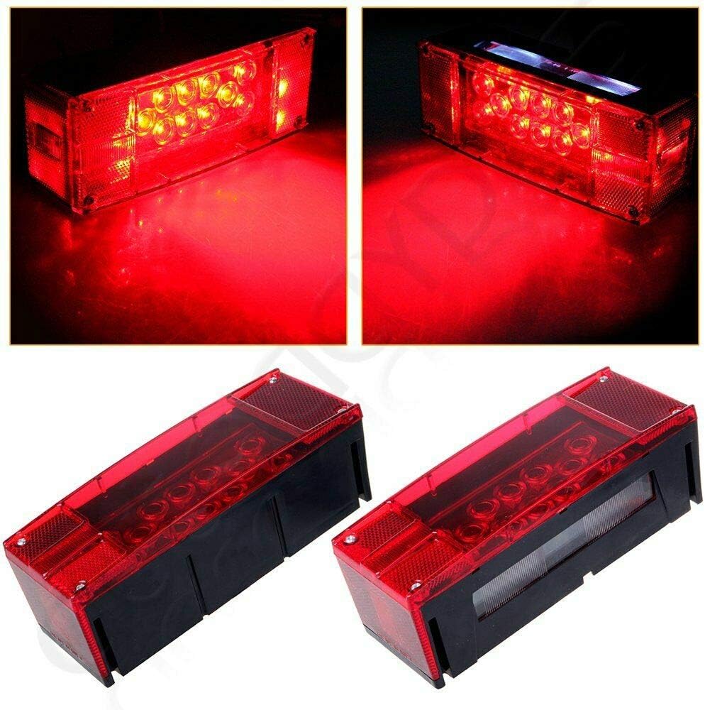12V LED Submersible Rectangular Trailer Lights, Tail Stop Turn Running Lights Kit N651