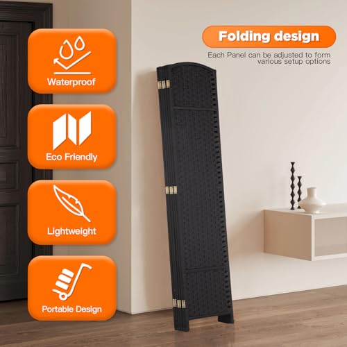 4 Panel Room Divider Screen 5.6 Ft Tall Folding Privacy Partition N658