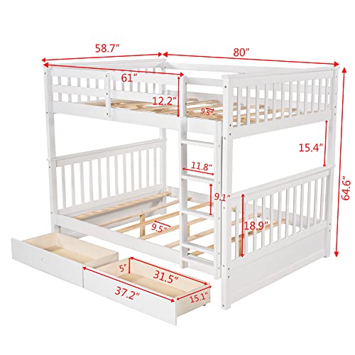 Twin Over Full Bunk Bed with Slide and Stairs for Kids E212