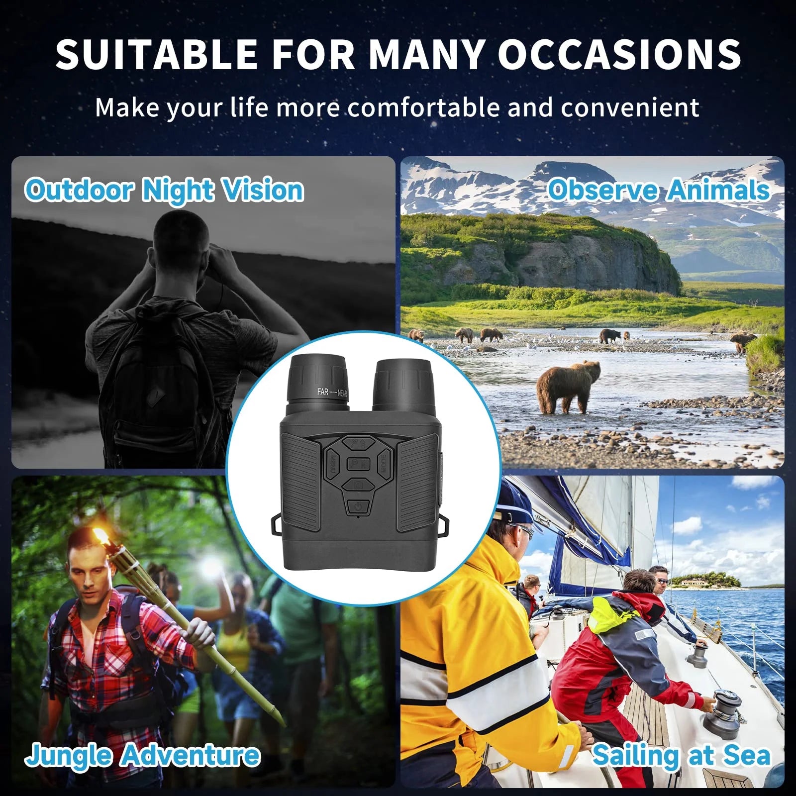 Night Vision Binoculars with 32GB SD Card, 4K 5x Zoom for Hunting T770