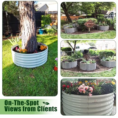 Galvanized Raised Garden Bed Oval Metal Planter Box for Vegetables Flowers A9593