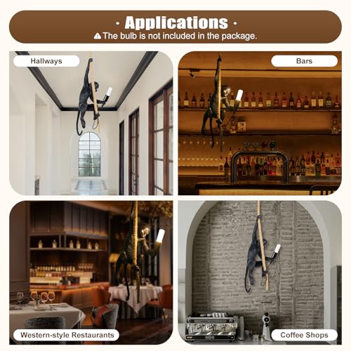 Monkey Pendant Light, Industrial Retro Ceiling Lamp for Dining Room M314