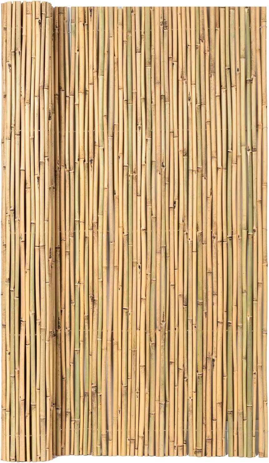 Mininfa Natural Rolled Bamboo Fence, Eco-Friendly Bamboo Fencing, 0.7 in D x 6 feet High x 8 feet Long, Bamboo screen for Garden, privacy