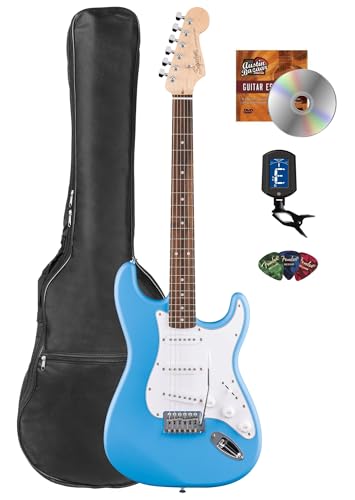 Stratocaster Electric Guitar Bundle with Amplifier, Gig Bag, Strap, Cable, Picks, and DVD S5583