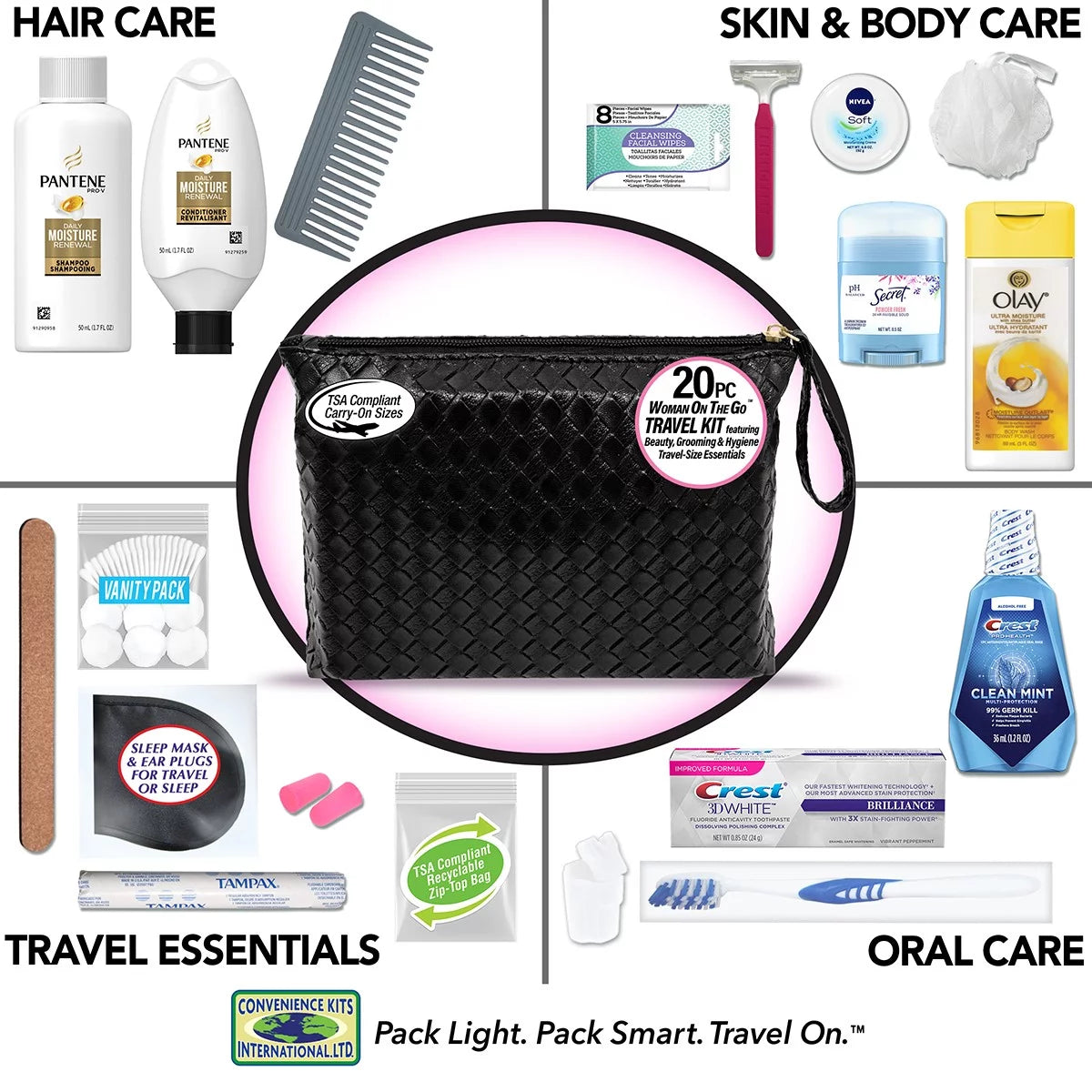20-Piece Travel Essentials Kit with Cosmetic Bag S139197