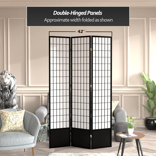 7 ft. Tall Window Pane Shoji Screen Room Divider, 3 Panels T5246