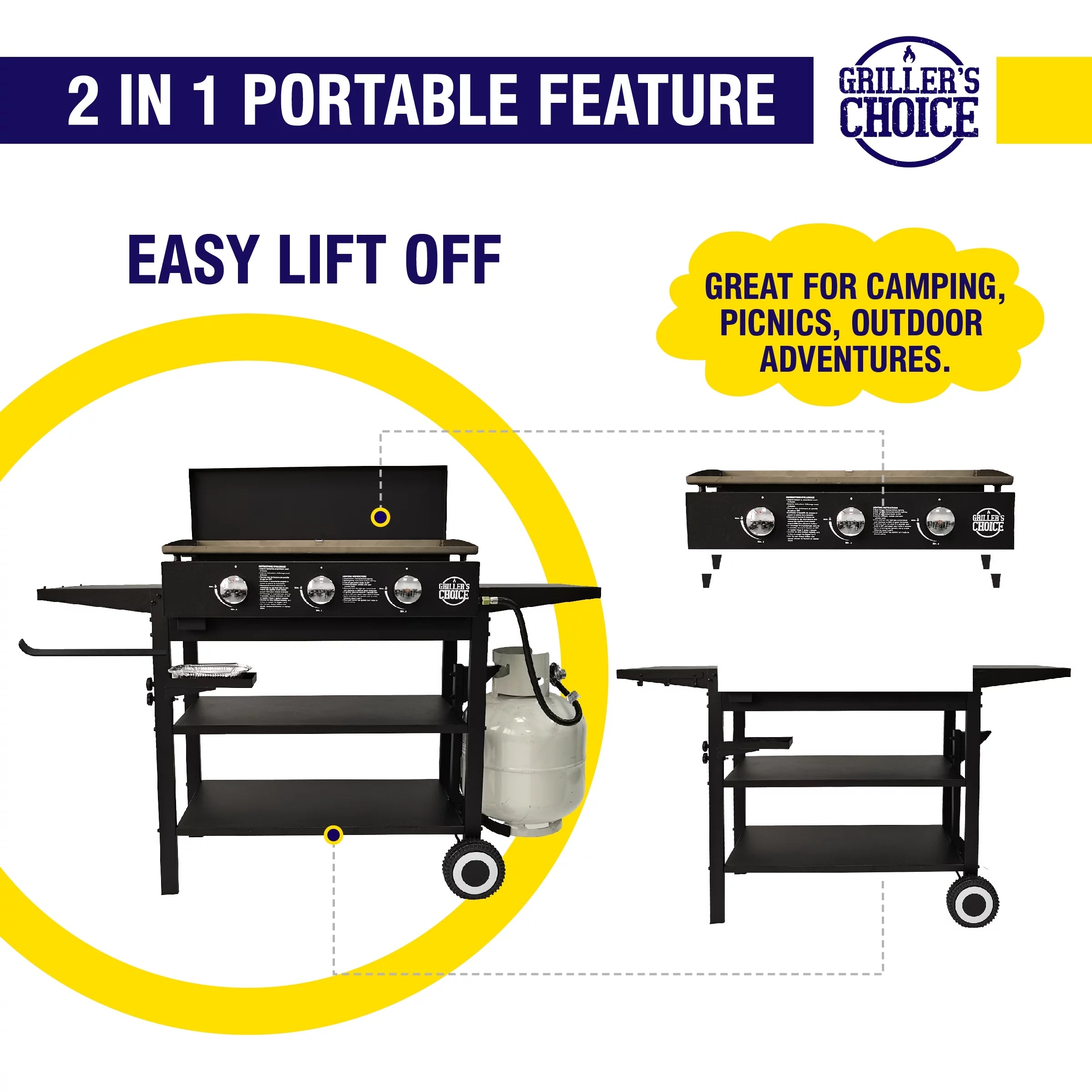 Outdoor Propane Flat Top Griddle Grill with Hood R27755