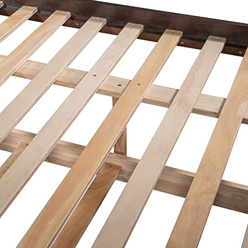 Twin Over Full Bunk Bed with Slide and Stairs for Kids E212