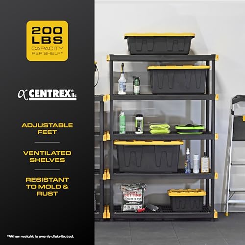5-Tier Heavy Duty Plastic Storage Shelving Unit, 200lbs per Shelf, Indoor/Outdoor C860