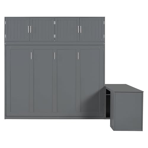 Twin Murphy Bed with Wall Frame, Closet, Drawers and Desk, White D510253