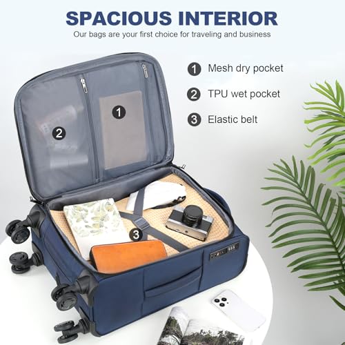 Softside Expandable Carry On Luggage with Spinner Wheels and TSA Lock, 20-Inch R869