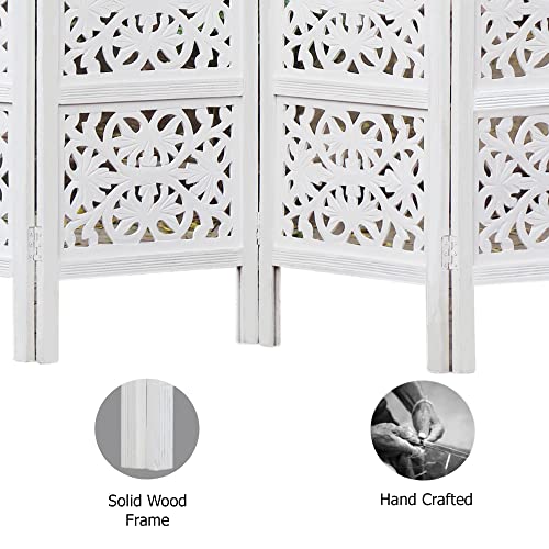 4 Panel Folding Wood Room Divider, Antique Brown, 72 x 80 L396608