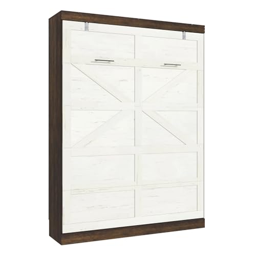 Queen Size Murphy Bed with LED Lights, Foldable Wall Bed Frame, Space-Saving J83169