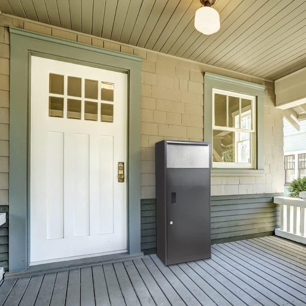 Steel Parcel Drop Box with Tamper-Resistant Slot & Key Lock S157962