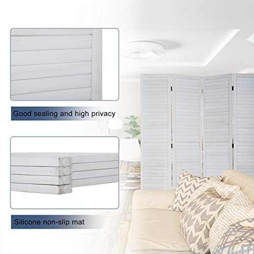 6 Panel Wood Room Divider Freestanding White 5.57 FT S6393