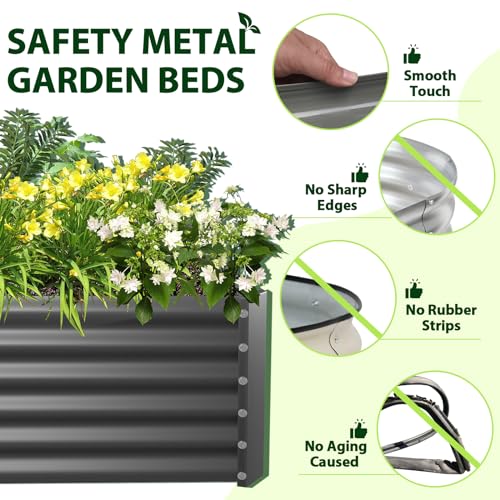 Galvanized Raised Garden Bed Oval Metal Planter Box for Vegetables Flowers A9593