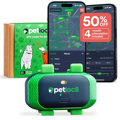 Dog GPS Tracker with Real-Time Location, Geo-Fence Alerts, Waterproof, 7-Day Battery O2744