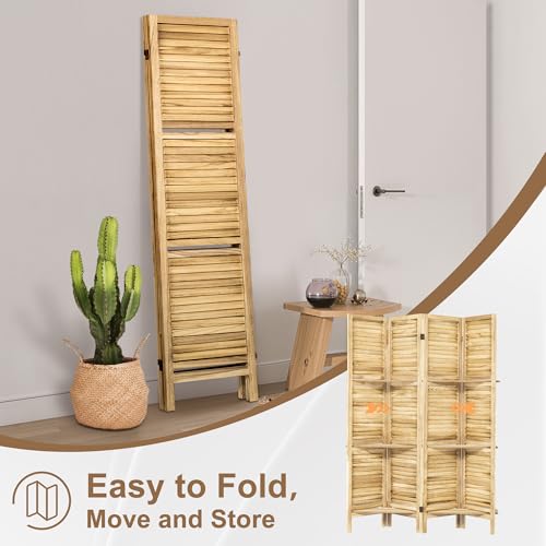 6 Panel Wooden Room Divider with Shelves B102027