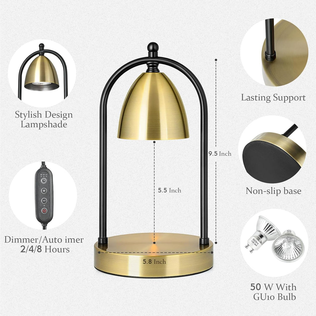 Candle Warmer Lamp with Timer for Jar Candles, Dimmable, Auto Shut Off Y70278