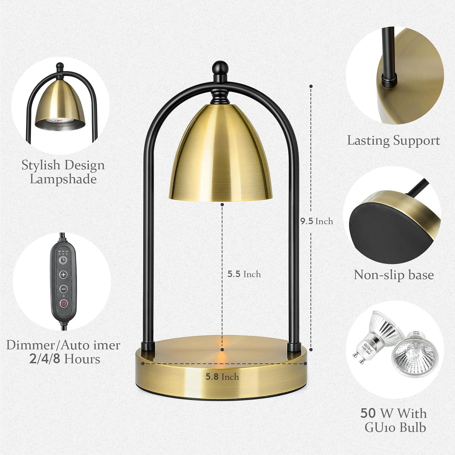 Candle Warmer Lamp with Timer for Jar Candles, Dimmable, Auto Shut Off Y70278