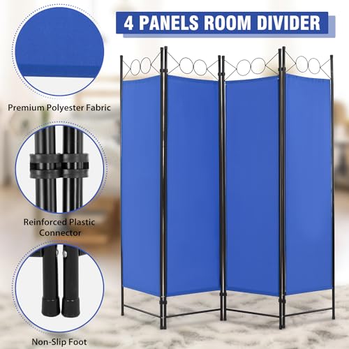 4 Panel Room Divider 6FT Steel Frame Folding Privacy Screen S6430