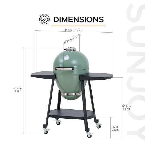 Charcoal Kamado Grill with Pizza Stone and Wheels Q84418