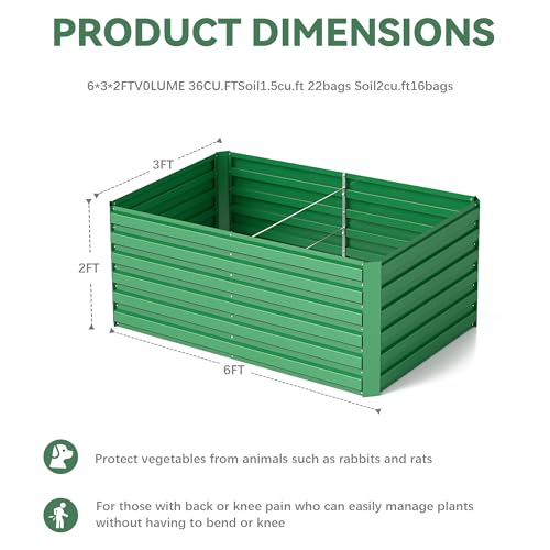 Galvanized Raised Garden Bed 8x4x2ft, Large Metal Planter Box for Vegetables, Flowers, Herbs J9369
