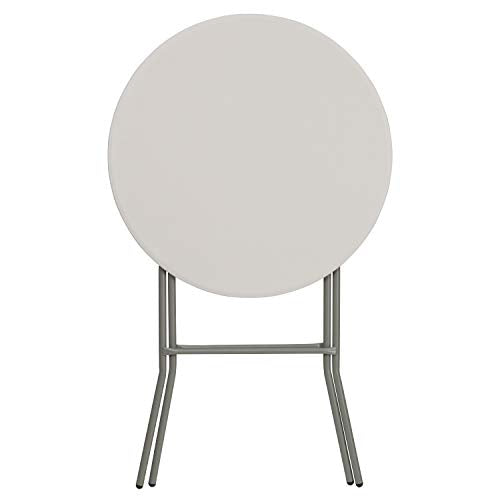 Round Folding Bar Height Table for Parties and Commercial Events, Indoor/Outdoor Plastic, White N974227