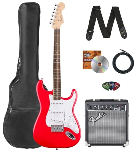 Stratocaster Electric Guitar Bundle with Amplifier, Gig Bag, Strap, Cable, Picks, and DVD S5583