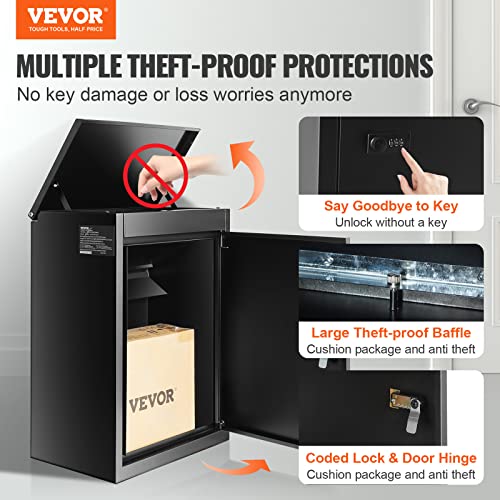Wall Mounted Parcel Delivery Box, Extra Large Lockable, Galvanized Steel, Waterproof T97524