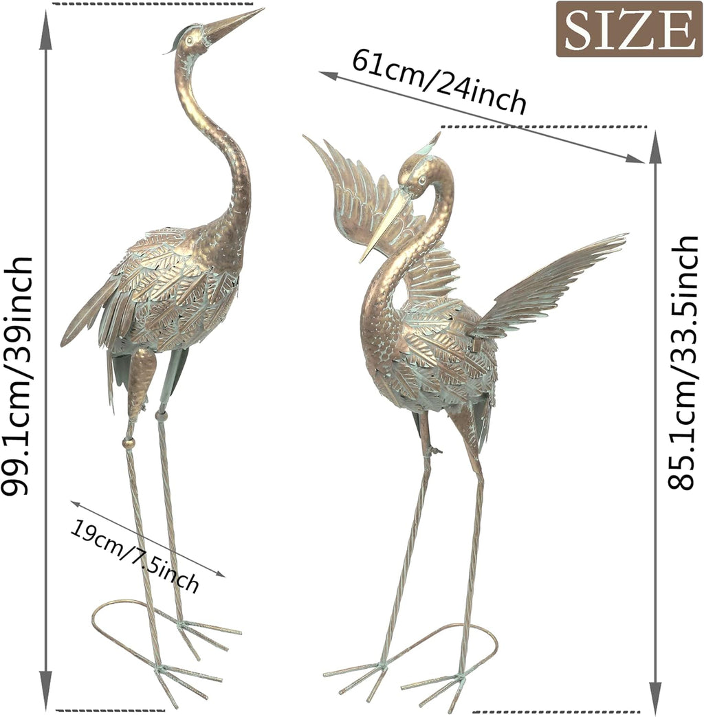 Outdoor Large Crane Bird Metal Garden Art Heron Sculptures Statues Lawn Ornaments T676597